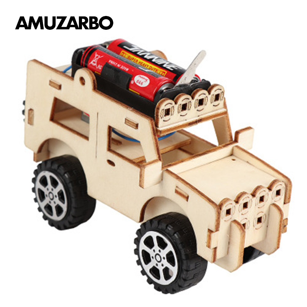 Elektrische Jeep Model Assemblage Creatieve Diy Technologie Handgemaakte Materiaal Kinderen Educatief Speelgoed Natuurkunde Leermiddelen