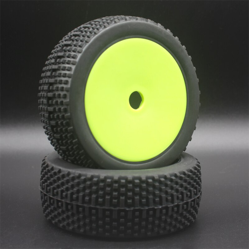 White Black Green Yellow Red RC 1:8 Off Road Car Buggy Rubber Tires & Plastic Wheel Rims HUB HEX: 81g-801-2