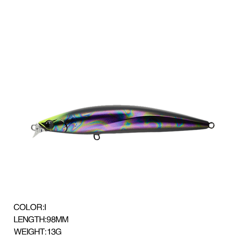 Top leurre de pêche gamme peu profonde vairon flottant 98mm 13g longue coulée bar Jerkbait eau salée grand appât dur Wobbler: Bleu marine