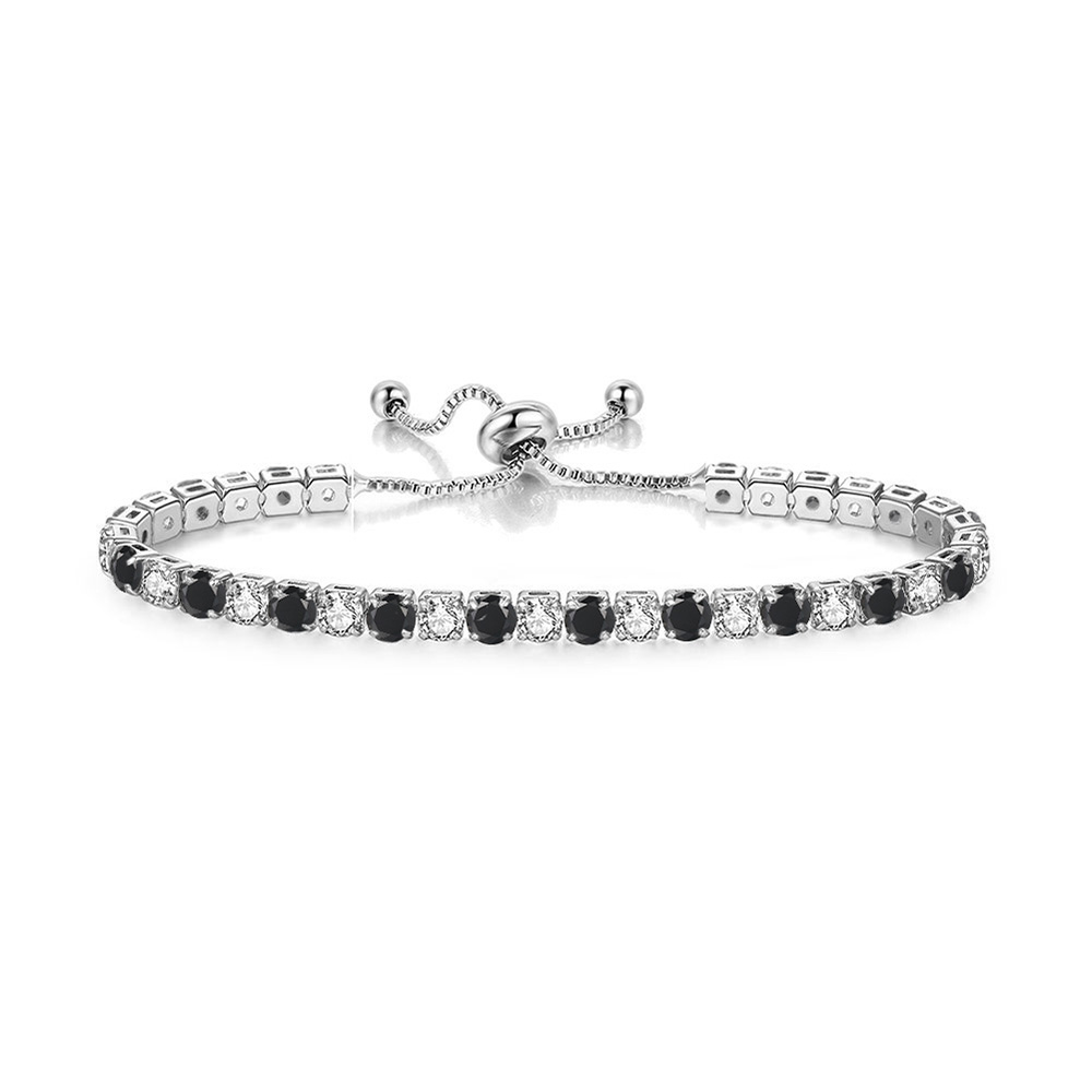 Tennis Armbanden Voor Vrouwen Shining Wit Goud Kleur Single-Layer Zirkoon Verstelbare Slider Gesp Bedelarmband Mode-sieraden