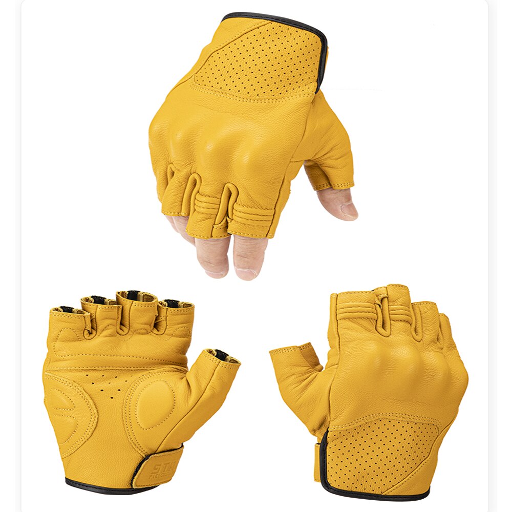 Motorcycle Leather Gloves Half Finger Gloves Non-slip Breathable Motorcycle Clothing Fingerless Gloves