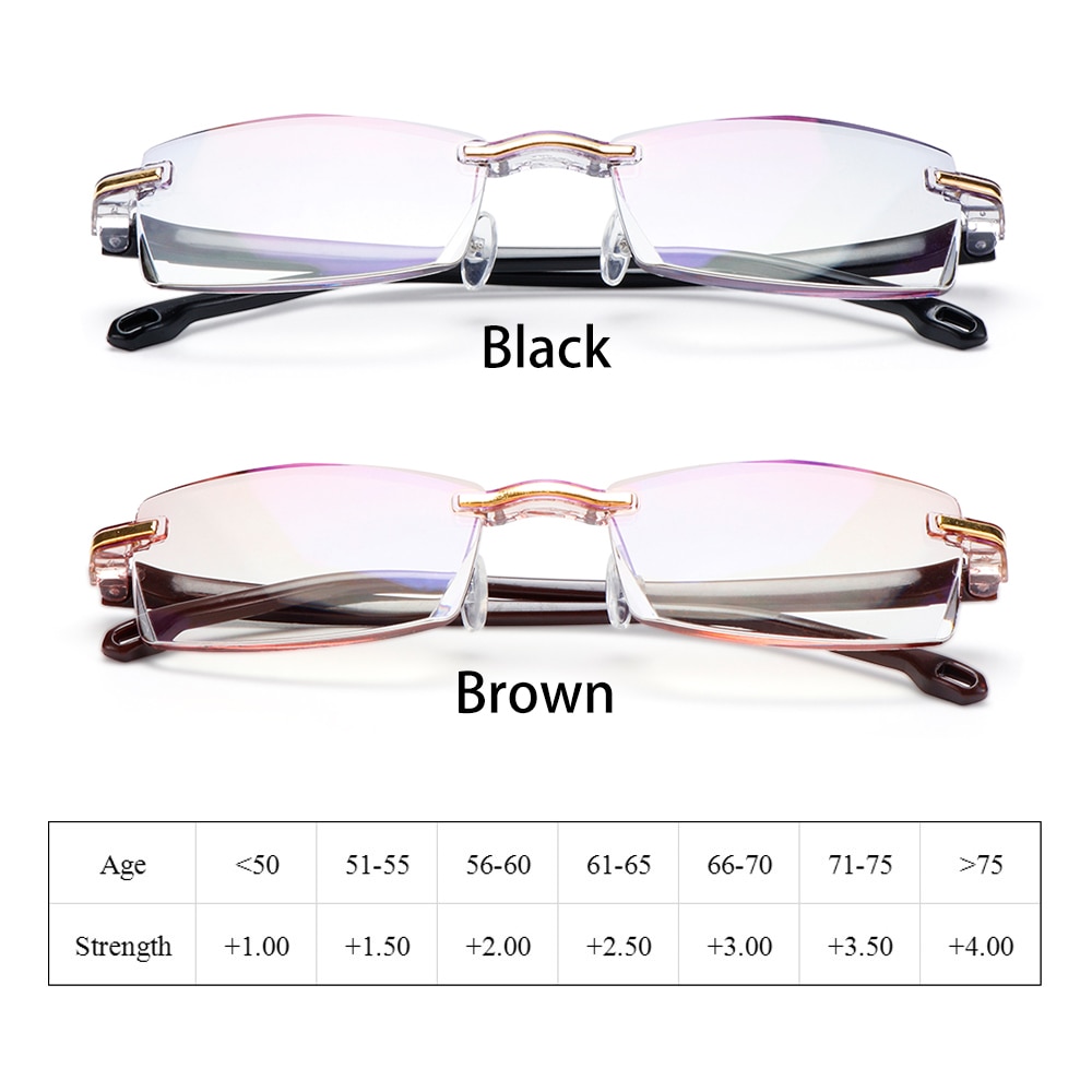 Unisex Ultralight Randloze Leesbril Anti Blauw Licht Straling Presbyopie Bril Lezers Brillen 1.0 - 3.0 Graden
