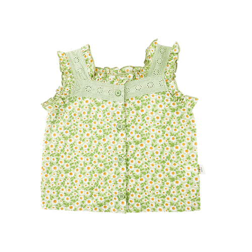Abbigliamento per bambini ragazze estate sottile top per bambini bretelle dolci moda Bottoming Shirt Tide: green 20036 / 80cm