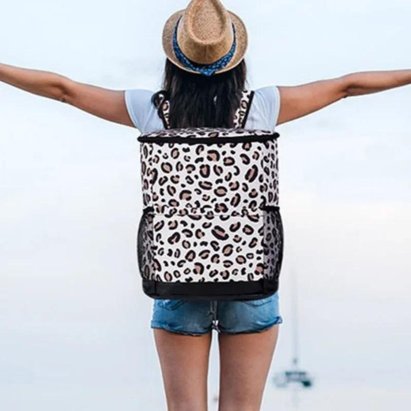 Utendørs bærbar vanntett ryggsekk leopard skulderisolert piknikveske menns og kvinners kjøleveske oppbevaringsveske