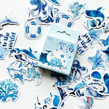 50 pcs/Pack Cute Sea Creature Shell Whale Paper Stickers DIY Decorative Sealing Paste Stick Label Stationery Kids