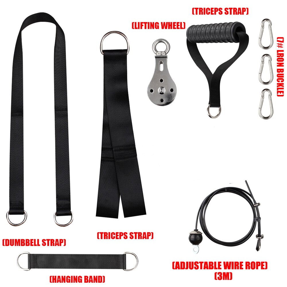 Adjustable DIY 3m LAT Pulley Cable Machine Cable Pulley System Home Gym Fitness Weight Lifting Triceps Biceps Workout Equipment