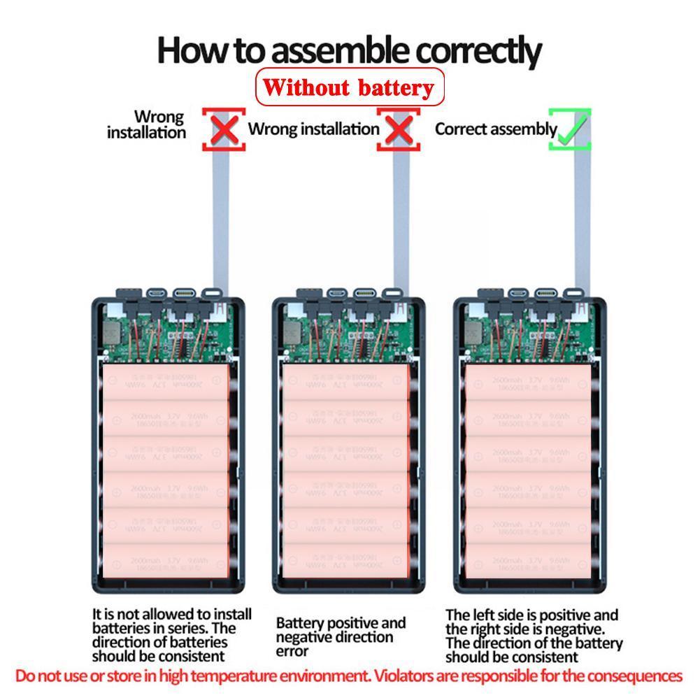 12*18650 Batterij Opbergdoos Met 4 Kabel Pd Snelle Qi Battery Charger Box Opladen 18650 Draadloze Power Bank houden N0k9