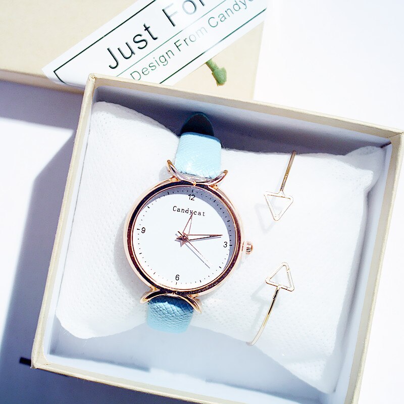 Meisjes Horloge Koreaanse Student Mode Meisje Eenvoudig En Mooie Junior High School Candycat Veelzijdige Kleine Verse Quartz Horloge: E bracelet1(no box)