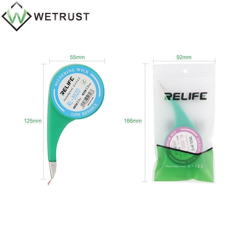 RELIFE RL-1520 2520 3020 Copper Desoldering Braid Soldering Wick Efficient Tin Removal For Phone Mainboard BGA Repair Tool