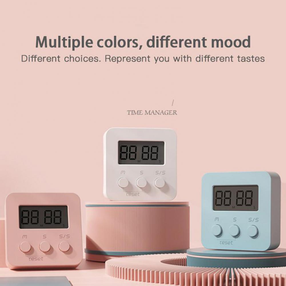 1PC LCD Digital Timer Reminder Countdown Stopwatch Alarm Kitchen Learning Time Manager Cooking Mini Cute Electronic Alarm Clock
