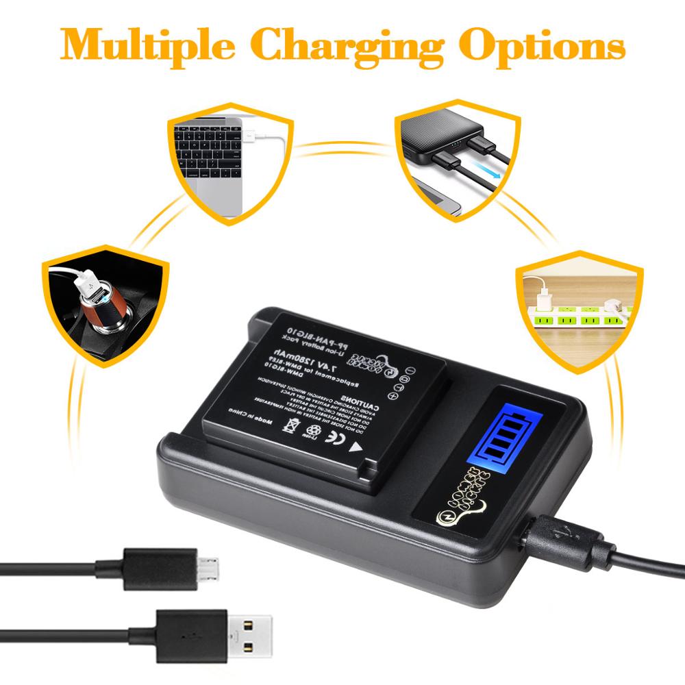 4 kpl 1280 mah dmw-blg 10 blg 10 blg 10e dmw-ble 9 akku ja led-kaksois-usb-laturi panasonic lumix  gf5 gf6 gx7 gx9 lx100 gx80 gx85: lle