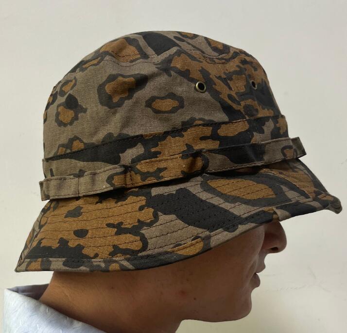 German Oak Leaves Camouflage Cap Boonie Hat Flecktarn Pea Raindrop: Gold
