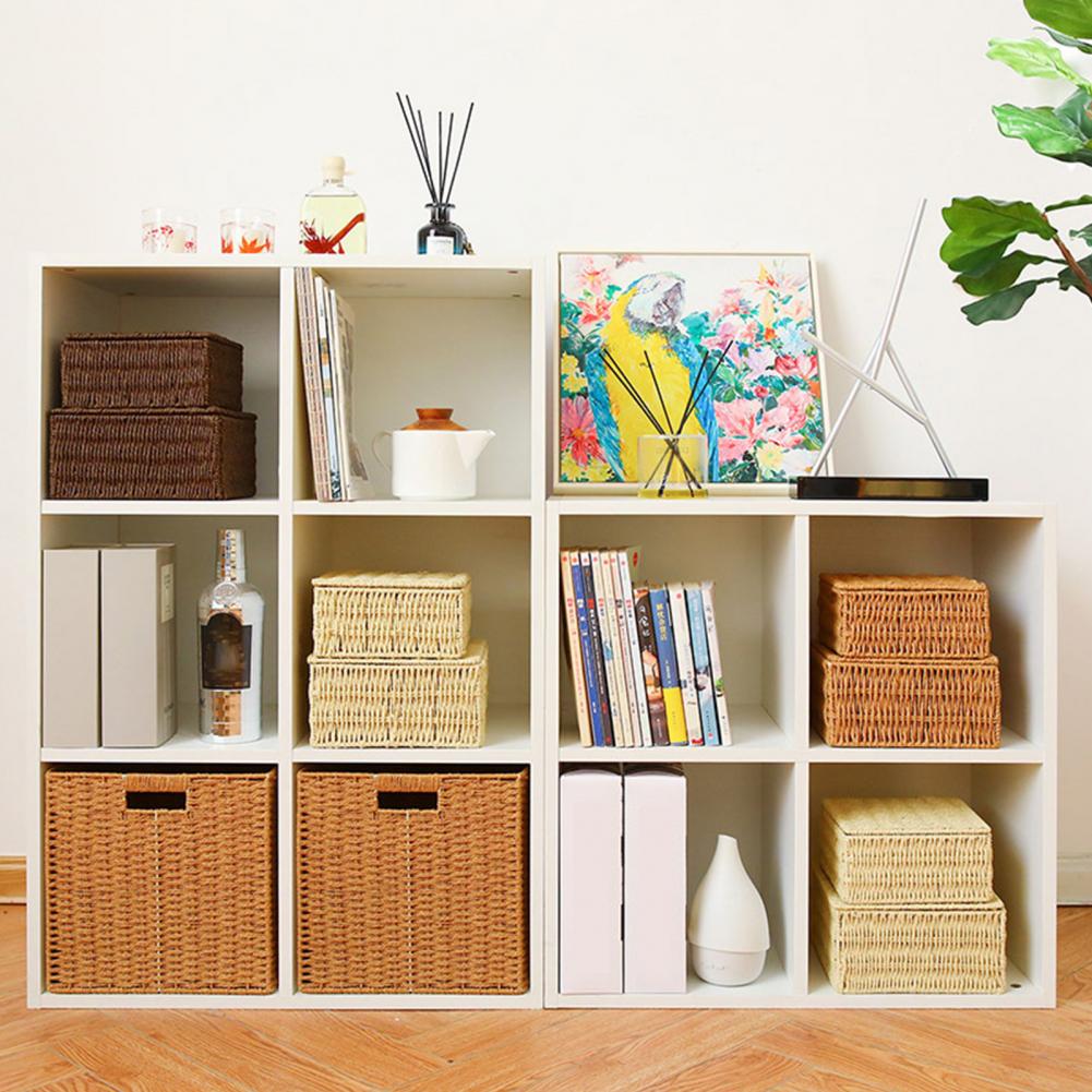 Storage Box Multi-purpose Storage Basket Organizer Anti-rust Reusable Storage Beautiful Rattan Case for Office Storage Box