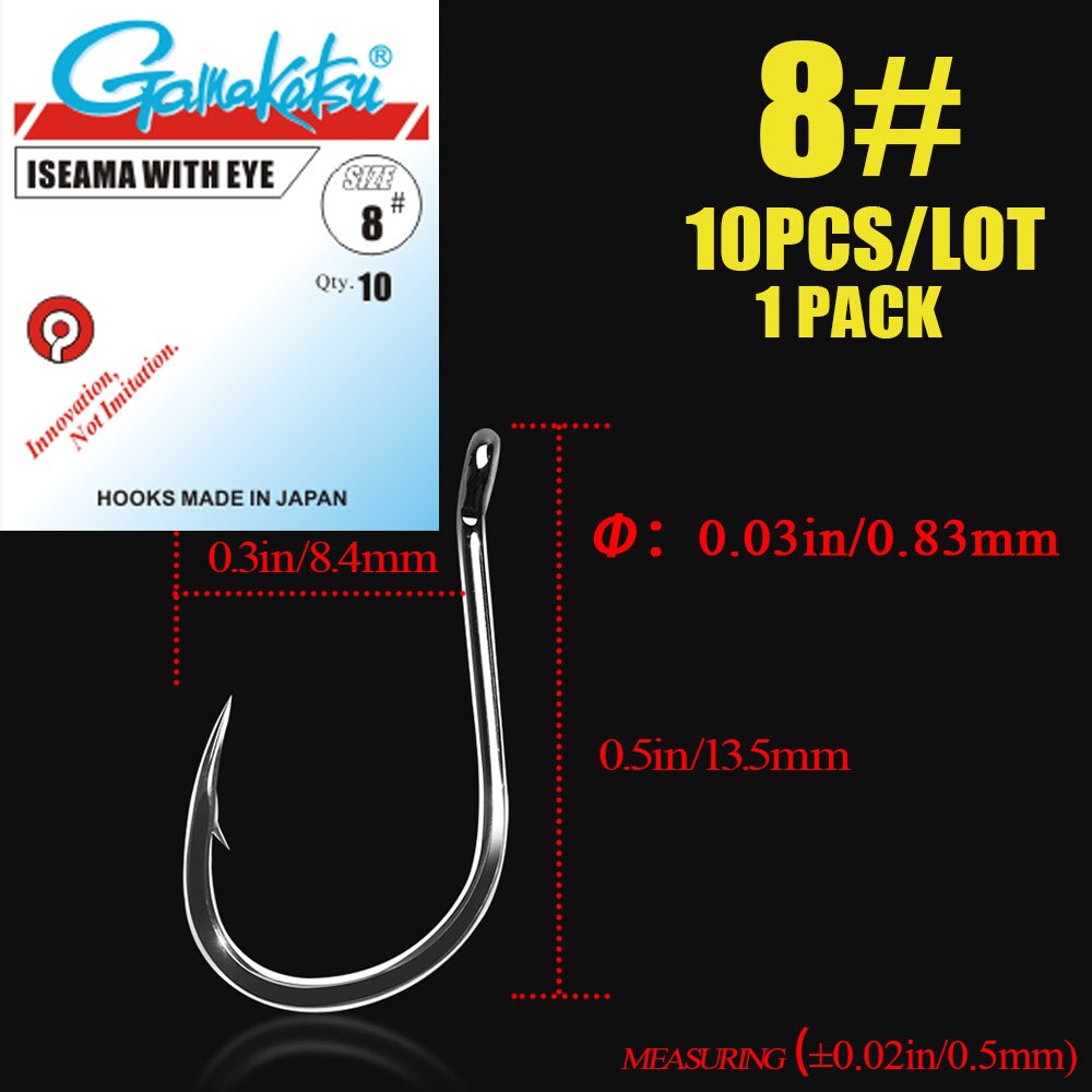gamakatsu Fishing Hook 10pcs/lot Iseama Circle Carp Eyed Fishing Hook Size 1/0-14# Ring eye Japan Fishhooks Single Jig Hook: 11 / green