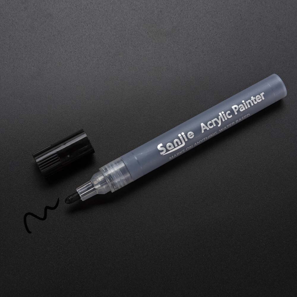 12 Colors Permanent Acrylic Paint Marker Pens For Ceramic Rock Glass Wood Fabric Canvas DIY Painting Office School Supplies: black