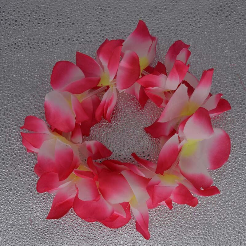 1 st hawaiianska konstgjorda blommor leis krans halsband krans självhäftande klänning hawaii strandfest dekoration påsk: Rosa huvud leis