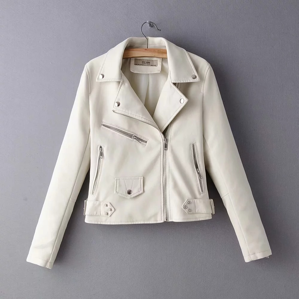 Chaqueta de cuero roja y amarilla para mujer, cazadora motera de PU con cremallera de manga larga, ropa de calle, abrigo de piel sintética negra para motocicleta,