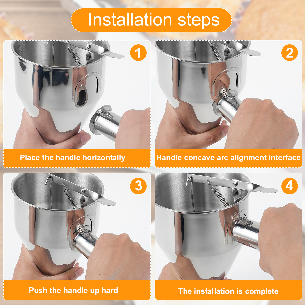 Batter Dispenser Stainless Steel Funnel Dispenser with Lid and Holder Cupcake Pancake Batter Maker Kitchen Batter Baking Tool