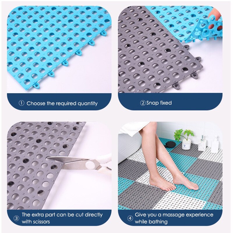 Alfombra antideslizante para baño, tapete de pies de empalme anticaída para cuarto de baño, alfombra impermeable para suelo