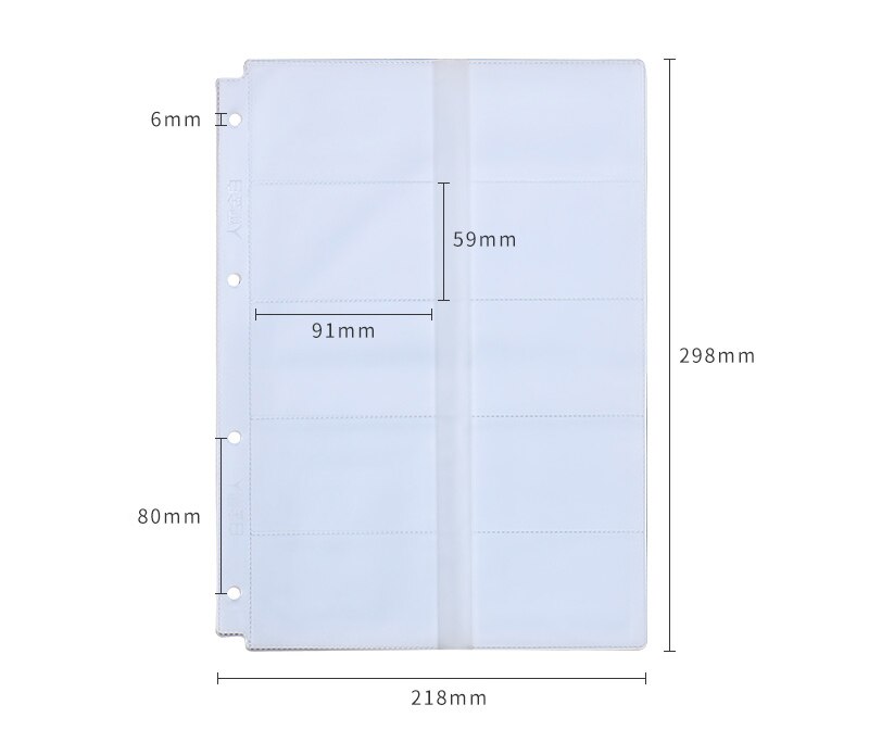 2PCS Business Card PVC Pockets, Plastic Pocket Page Sleeve A4 size, horizontal and vertical pockets