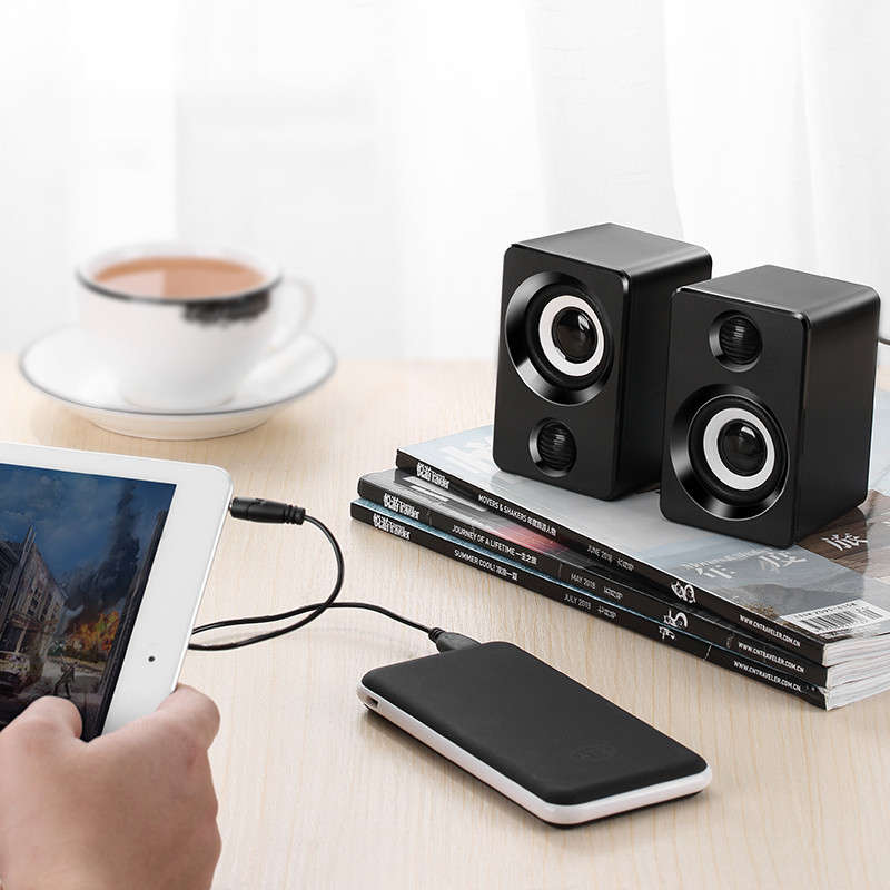 Haut-Parleur Stéréo USB Portable Pour PC - Mini Enceinte Avec Suppression De Bruit (Noir)