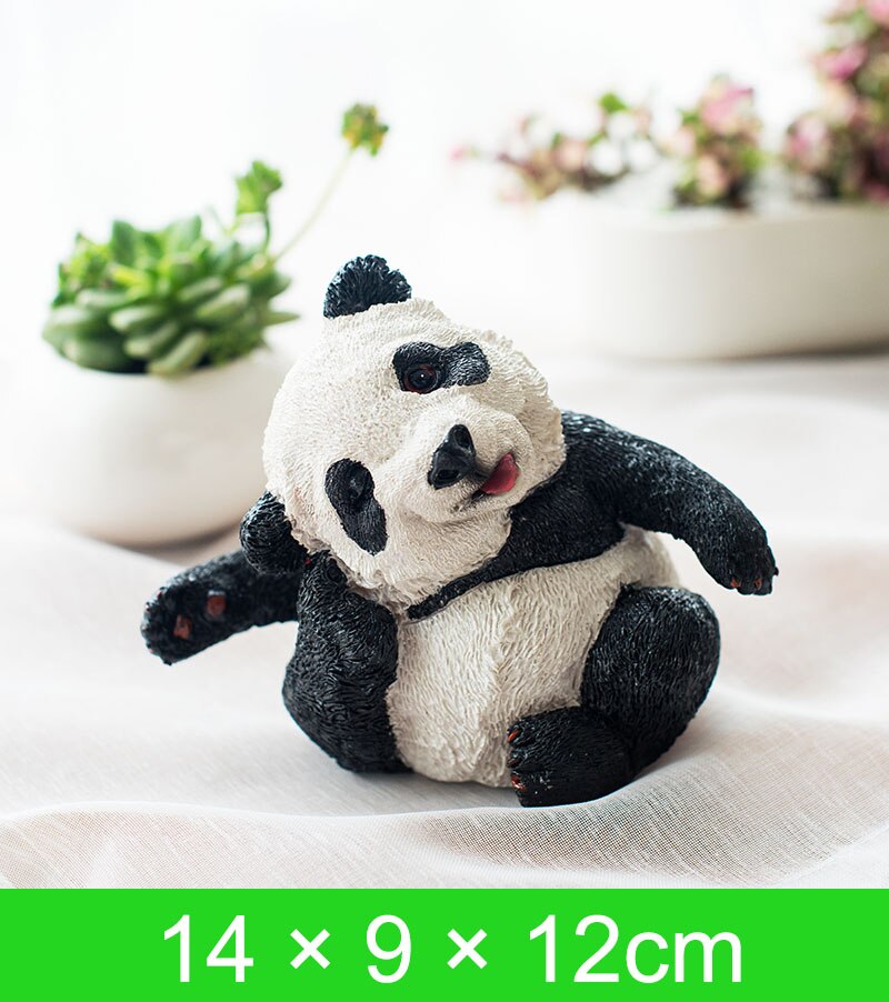 Statue de panda mignonne en résine, micro-décoration pour voiture, bureau, jardin extérieur, sculpture animale, décoration, ornement: 9