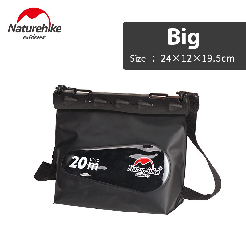 Naturehike Outdoor Zwemmen Tas Voor Telefoon Camera Duiken Afdichting Waterdichte Tas Dry Sack Drifting Schoudertas Voor Vrouwen Mannen S M L: Black L