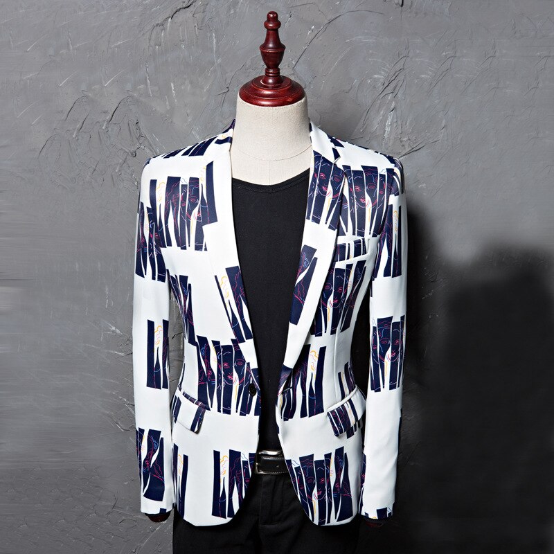 Rsfocus casual blazer voor heren merkkleding rood blauw bedrukt heren blazer jasje podiumkleding heren blazers  xz217