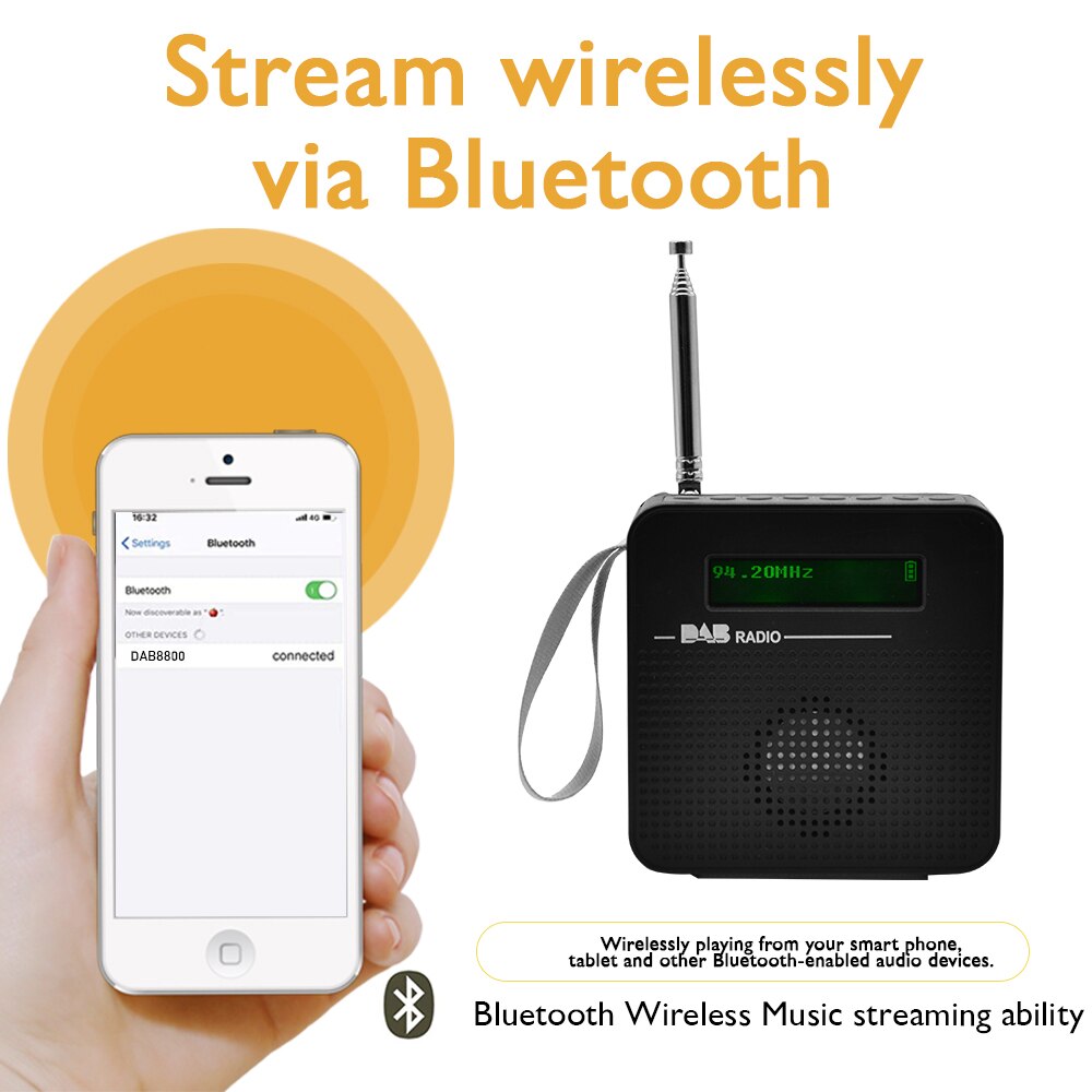 Portable MINI DAB/DAB+ Digital FM AC/DC Radio Wireless Radio With Sleep Function Alarm clock