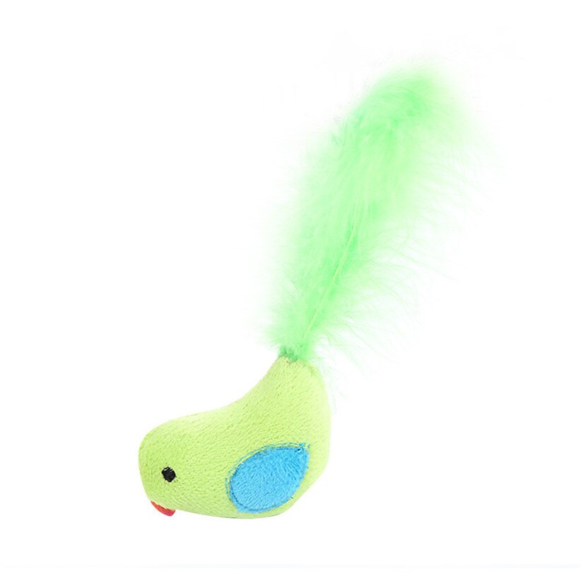 Cute Cat Toys Soft Plush Birds Feather Tail Interactive Small Dog Pet Toy 80926: GN