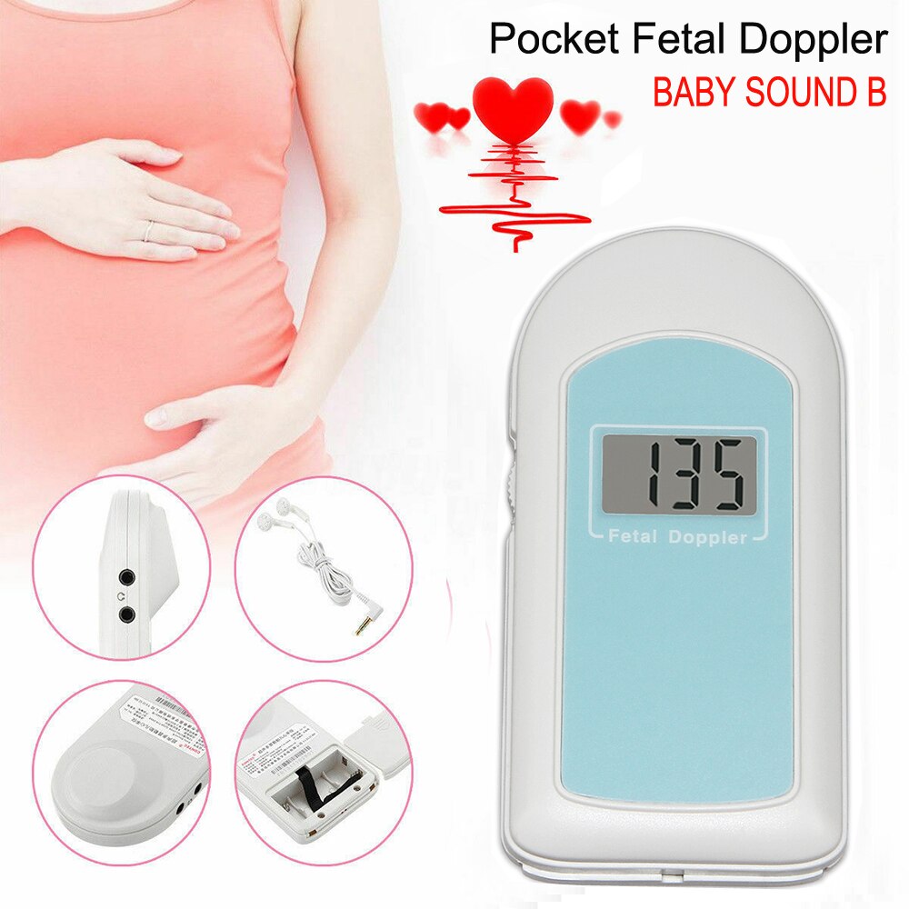 Fetal doppler ultraljud baby hjärtslagsdetektor hem gravid doppler baby pulsmätare pocket doppler 2.0 3.0 8.0 mhz: 2 mhz ljud b blått