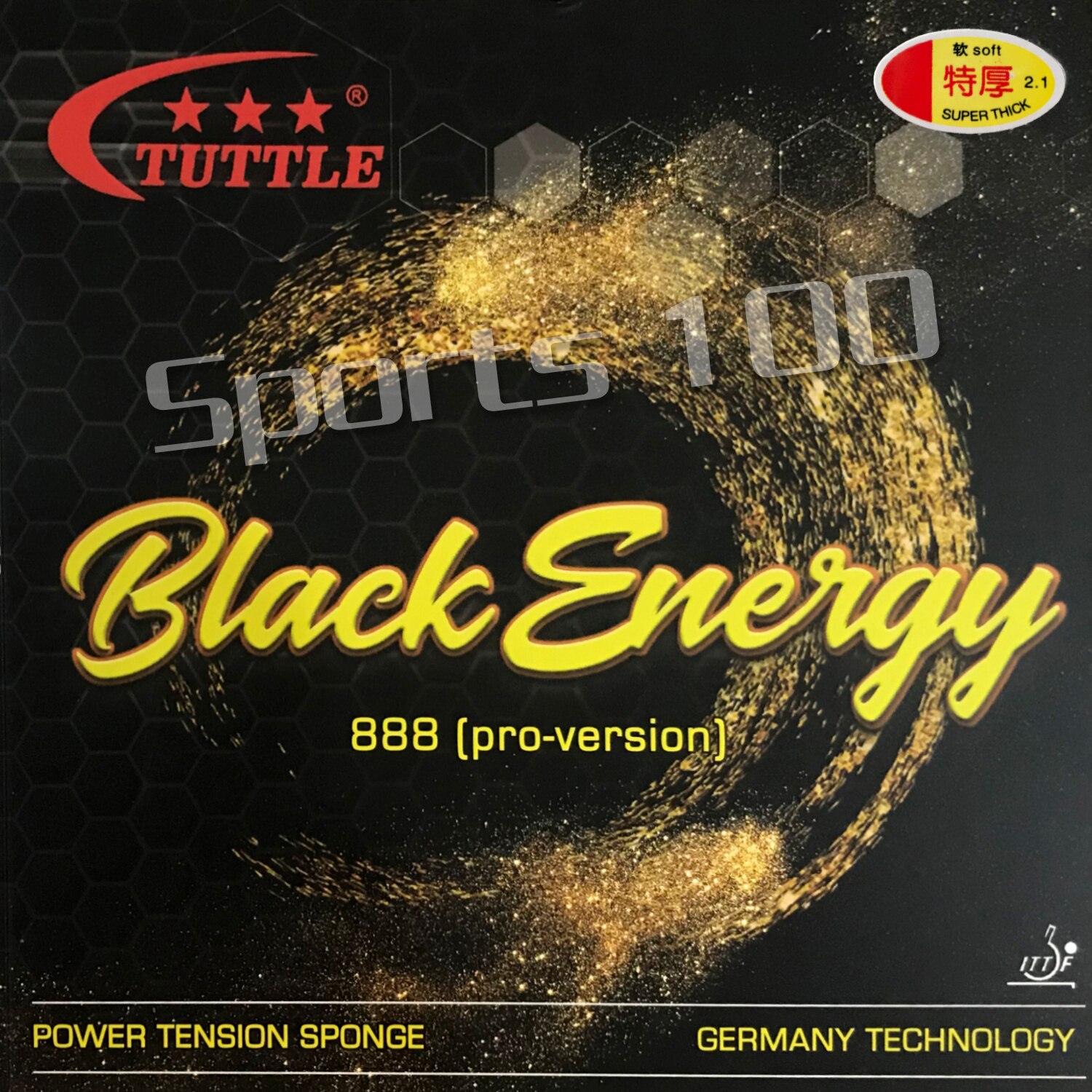 Tuttle Black Energy 888 Duitsland Cake Spons 40 + Tafeltennis rubber met spons
