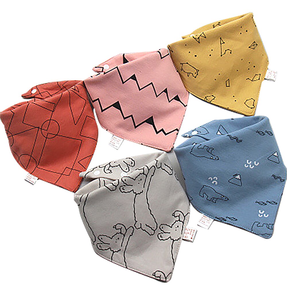 5 unids/lote bebé baberos Bandana pañuelo Burp paños de Saliva para bebé recién nacido Niño niños niñas de dibujos animados de niños triángulo babero de algodón: Geometric Rabbit