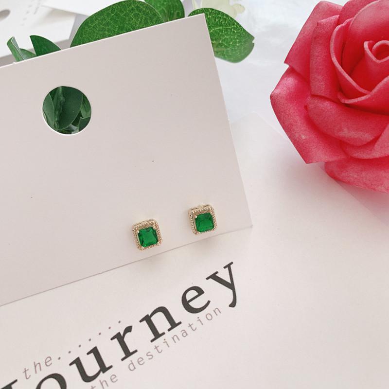 contracted temperament fine green crystal Stud earrings geometric small Women Earrings: 3