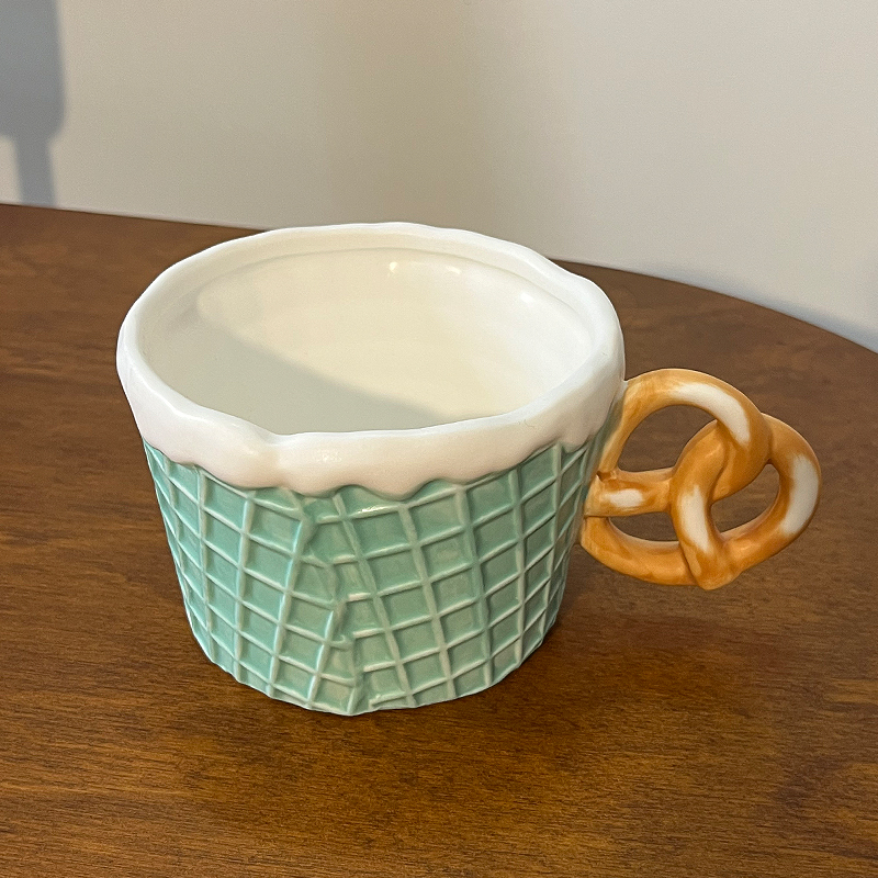 Cute Ceramic Biscuits Mug Coffee Cup Breakfast Cup Plate Tableware Afternoon Tea Cup Dessert Plate Water Cup Set: Clear