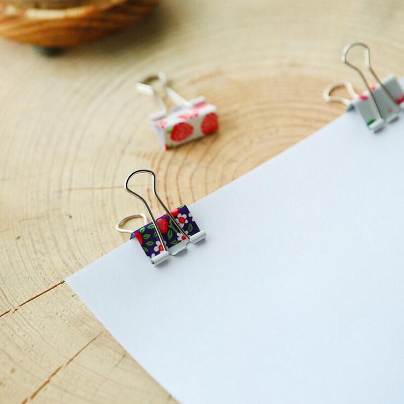 10X Fresh Floral Smile Metal Binder Clips Notes Letter Paper Clip Office School Supply Metal Bookmark Student Stationery