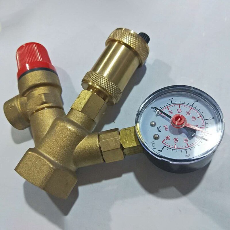 Brass Boiler Valve 1 Inch DN25 Exhaust Safety Pressure Relief Valve and Pressure Gauge Boiler Safety Components