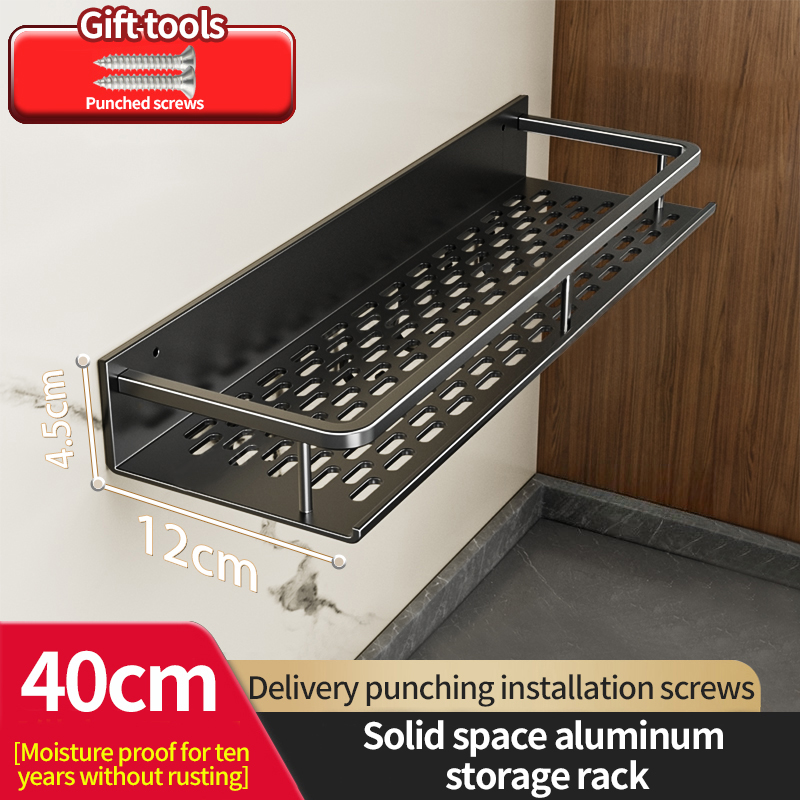 Support de salle de bain étagère de salle de bain espace de toilette en aluminium sans perceuse support suspendu organisateur de salle de bain accrocher au mur: Lavande