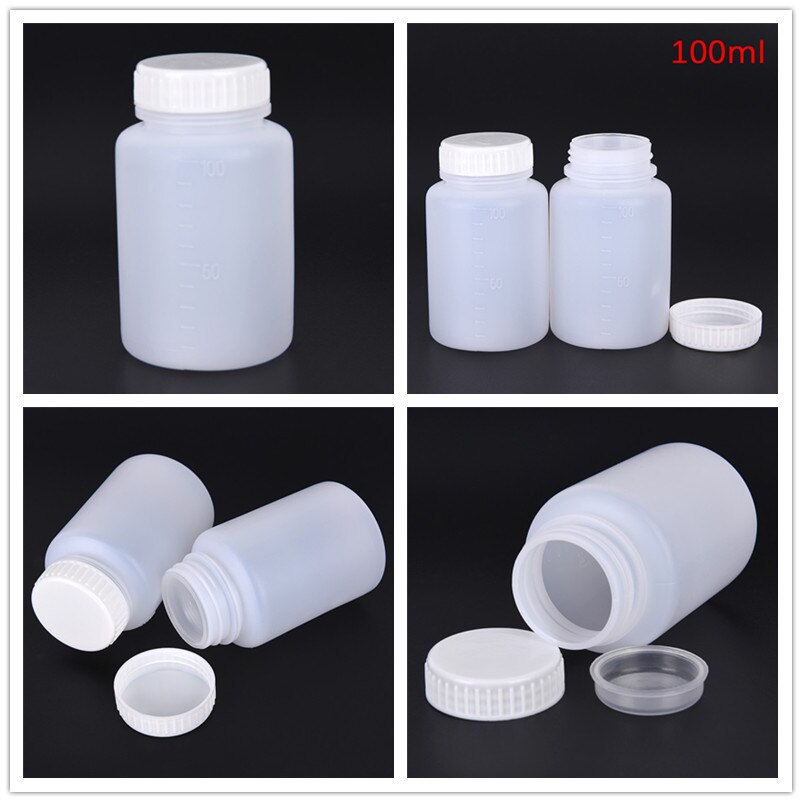 2 Pcs Clear Plastic Cylinder Shaped Chemical Storage Reagent Bottle 100ml