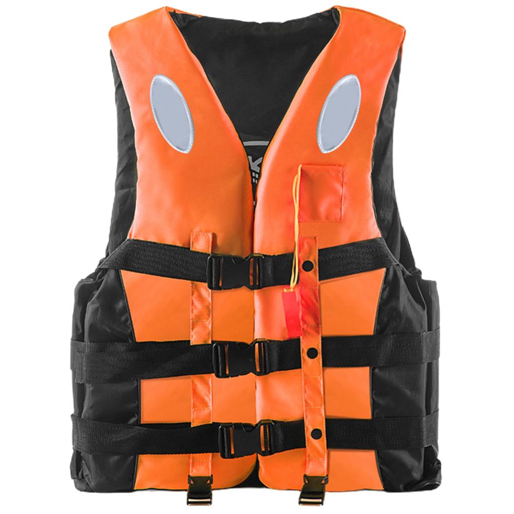 Adult Life Vest Jacket Polyester Swimming Boating Ski Surfing Survival Drifting Life Vest With Whistle Water Sports Life Vest: Orange / XXL