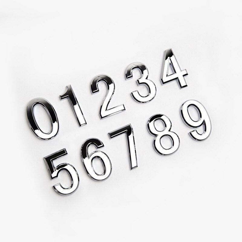 5cm 3D Digits 0-9 Number Stickers,3D Number,Metal,Digital Number Plate,Numbers,Digital,Address Plaque,DIY,Silver