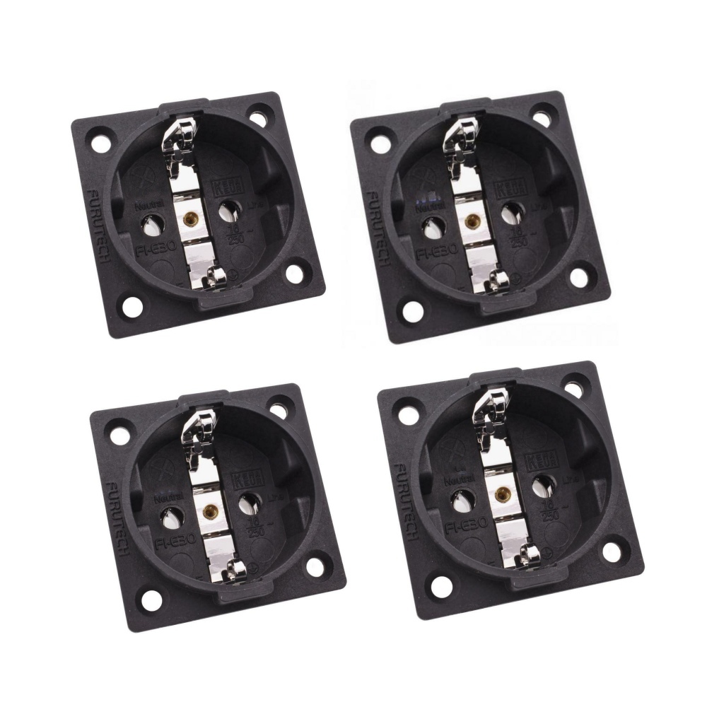 4 Pcs Furutech Schuko Socket FI-E30 (G) Vergulde/FI-E30 (R) rhodium Ac 250V 16A Eu Euro Zuiver Koper Neutrale Iec Inlaat: Default Title