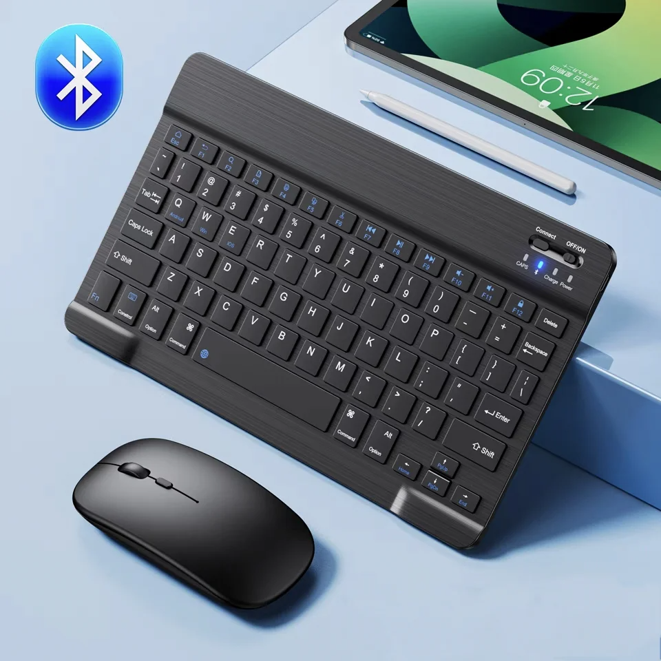 10 zoll Bluetooth Drahtlose Tastatur Wiederaufladbare Für Mobiltelefone Tablet Russisch Spanisch Französisch AZERT Für Android ios Windows