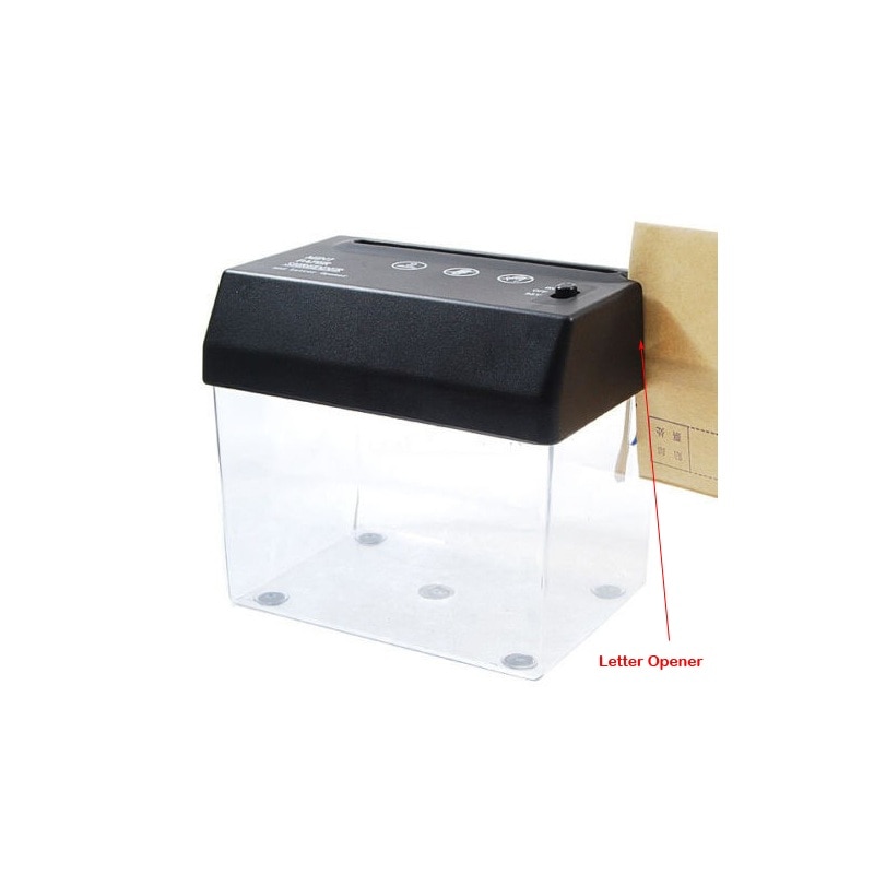 Schoffice Mini Desktop Strip-cut Paper Shredder for Office USB-charge Portable Paper Cutter for A5 A6 with Letters Opener