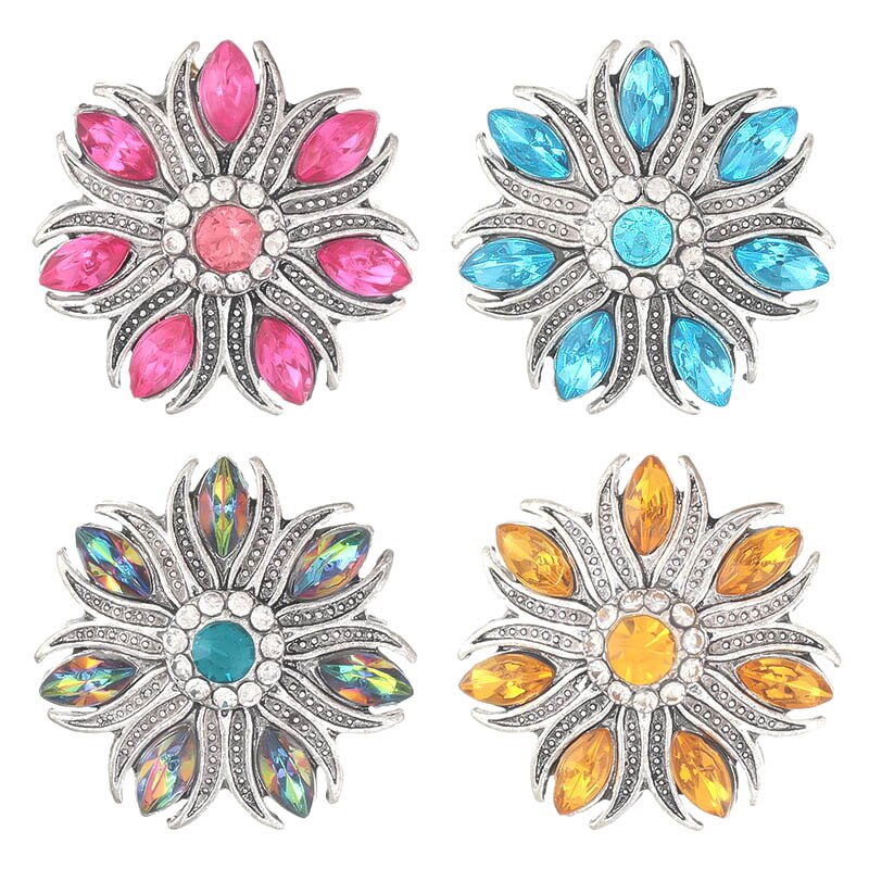 KZ3674 Schönheit Strass Bunte Blumen blüzehn elegante 18MM schnappen tasten passen 18mm schnappen Armbinde schnappen schmuck