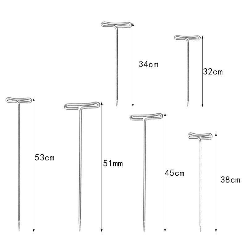 200PCS Stainless Steel Sewing Pin Wig T Pins for Holding Wigs Hair Extender Wig Making Blocking Knitting Modelling and Crafts