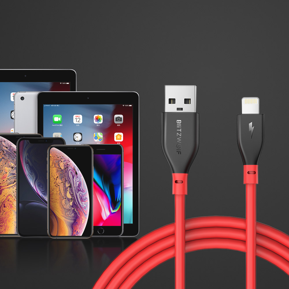 BlitzWolf BW-MF11 Lightning-Kabel 30cm 2.4A MFi-Gecertificeerd Compatibel Snelle Opladen Data Kabel Met voor iPhone 11 PRO XR Voor iPad