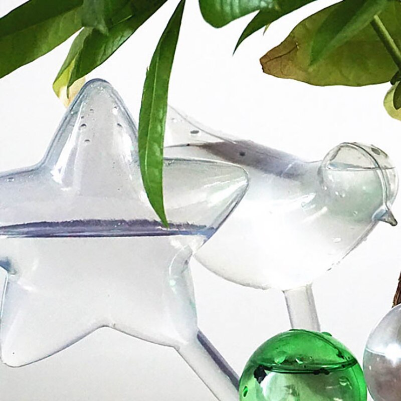 Alimentador de agua automático para plantas y flores de jardín dispositivos de riego automático, alimentador de agua de vidrio transparente, dispositivos de riego con forma de pájaro, 2 uds.