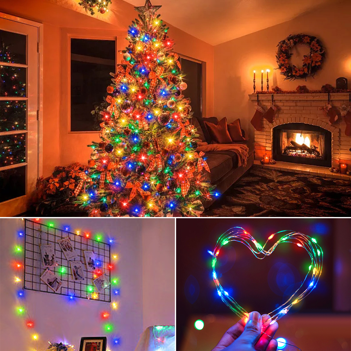 Solar Outdoor Garden Decoration Lights String Dimmable,Waterproof,Copper Wire Lamp Chain for Tree Camping Party Decor