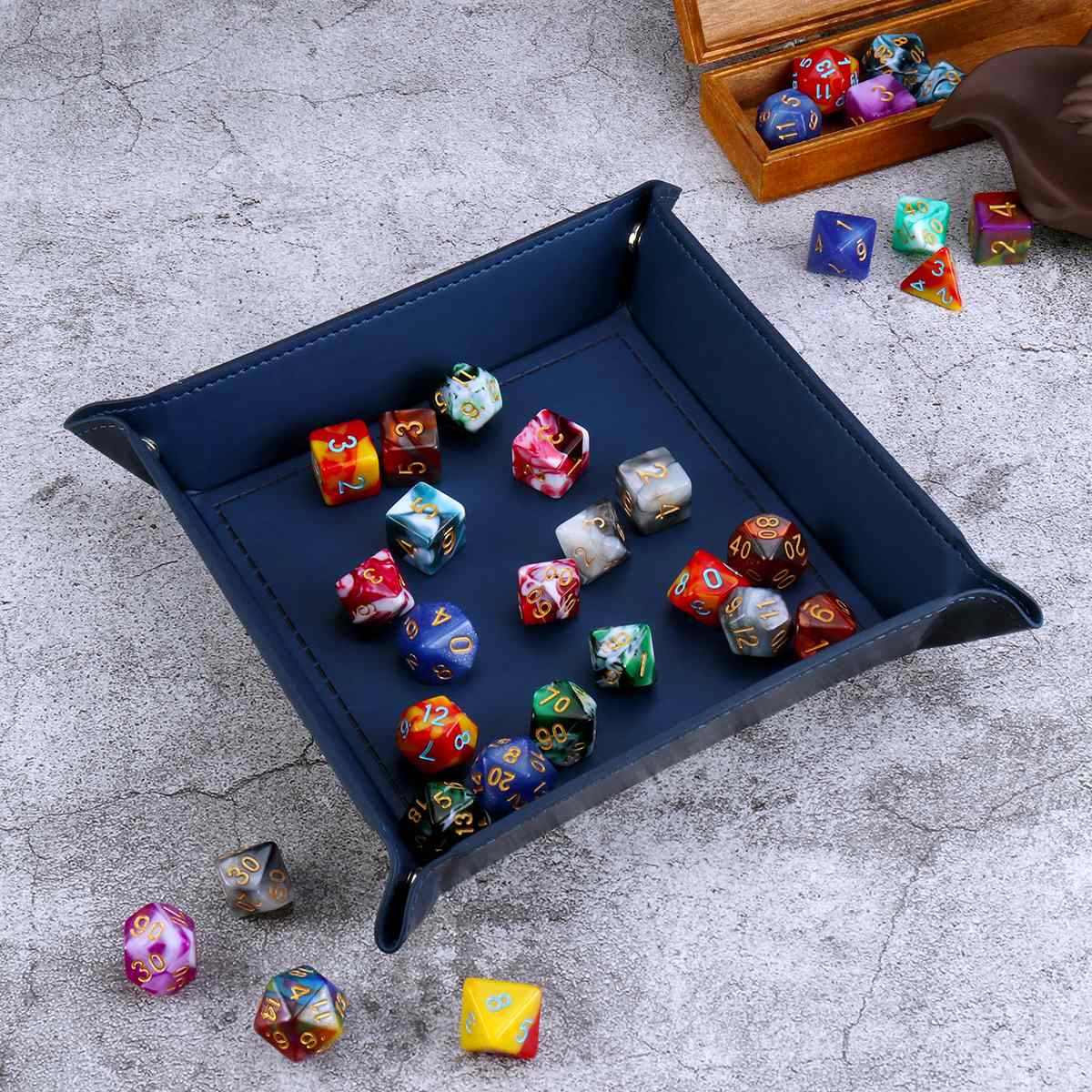 1 stücke PU Leder Falten Würfel Tablett polyedrisch Verein Würfel Kasten Platte Für RPG Bord Spiele Würfel Lagerung Kasten fallen ohrring Ring Halfter